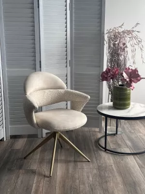 Стул ЖЕНЕВА (GENEVA 360 град, цвет ЛАТТЕ PENA-110 / HUNTER-110, ткань / ШАМПАНЬ каркас, ®DISAUR