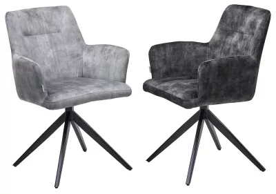 Стул DANTE 360 град.поворот UF912-06В античный серый, велюр без "пальчиковый"/черный, ®DISAUR