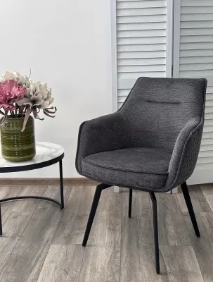 Стул RENLY 180 град. поворот. Brego-16 Темно-серый, ткань / Черный, ®DISAUR