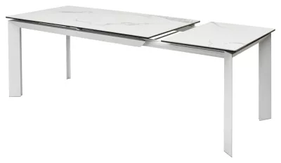 Стол CREMONA 140 HIGH GLOSS STATUARIO Белый мрамор глянцевый, керамика/ белый каркас, ®DISAUR