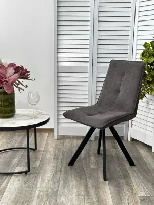 Стул BRONX, 360 град. поворот. B28 Темно-серый, велюр / черный каркас, М-City