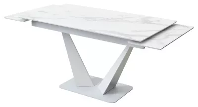 Стол Ниагара 140 БЕЛЫЙ МРАМОР, стекло / БЕЛЫЙ, М-City
