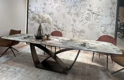 Стол ALONSO 200 TL-137  матовый, испанская керамика / брашированный каркас, цвет медный, ®DISAUR