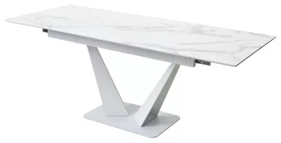 Стол Ниагара 140 БЕЛЫЙ МРАМОР, стекло / БЕЛЫЙ, М-City