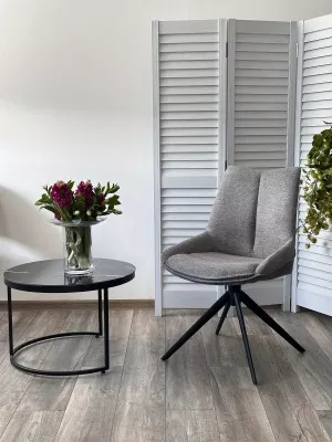 Стул OSKAR 360 град. поворот. KN01-03 Серый/ BZ1046-02 Темно-серый/ Черный, ®DISAUR