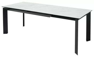 Стол CREMONA 160 KL-99 Белый мрамор матовый, итальянская керамика / черный каркас, ®DISAUR
