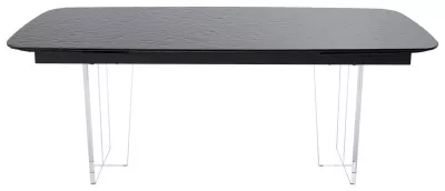 Стол ЛАУРИТЦ (LAURITS) 200 цвет ЧЕРНЫЙ (GREY), стекло BUBBLE  / Прозрачный каркас ®DISAUR