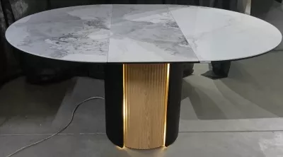 Стол БАТИСТ 115 с подсветкой цвет ПАНДОРА (PANDORA LIGHT), керамика / ДУБ АМЕРИКАНСКИЙ