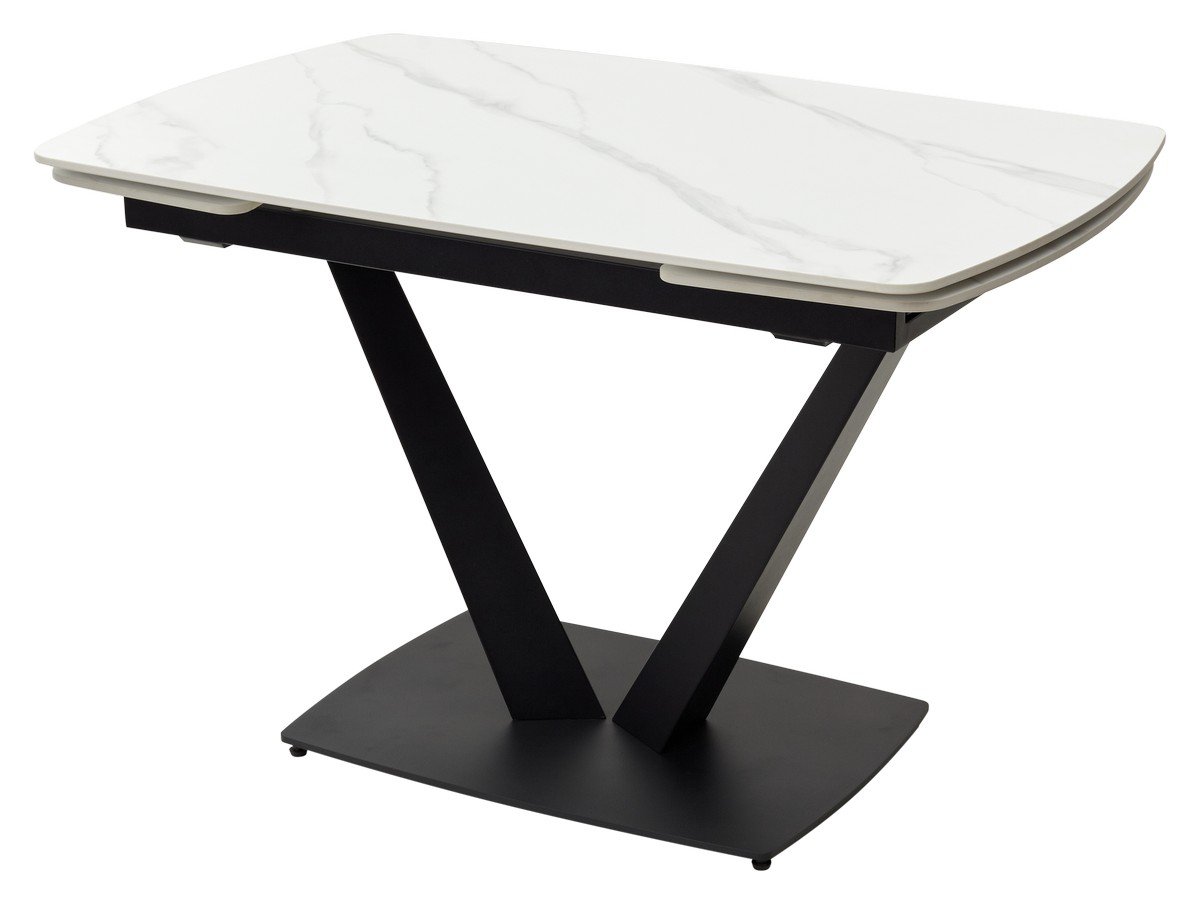 Стол ALATRI 120 MATT WHITE MARBLE SINTERED STONE / BLACK М-City