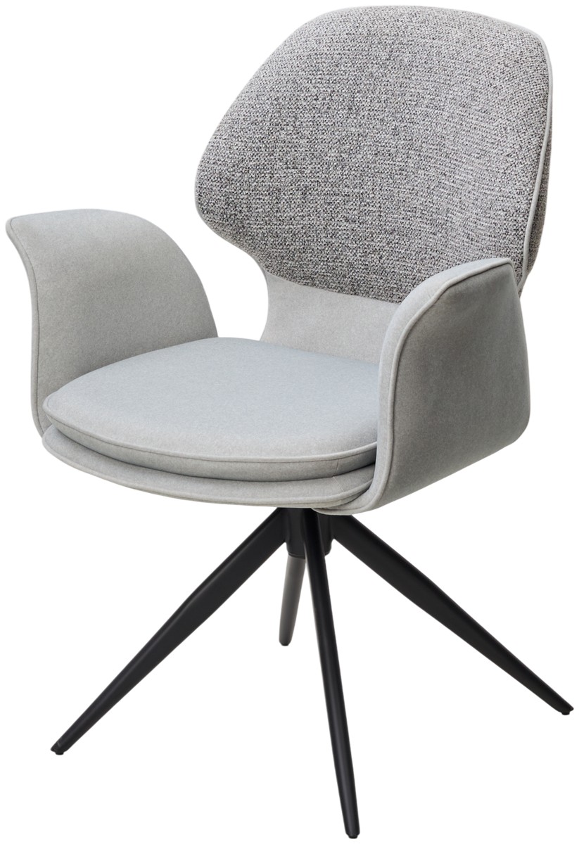 Стул ЛЕННЕ (LENNE) 360 град. поворот., цвет СЕРЫЙ MILAN-450/ MOHAIR-151, ткань/ Черный, ®DISAUR