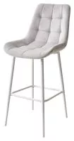 Барный стул ХОФМАН, цвет H-09 Светло-серый, велюр / белый каркас М-City